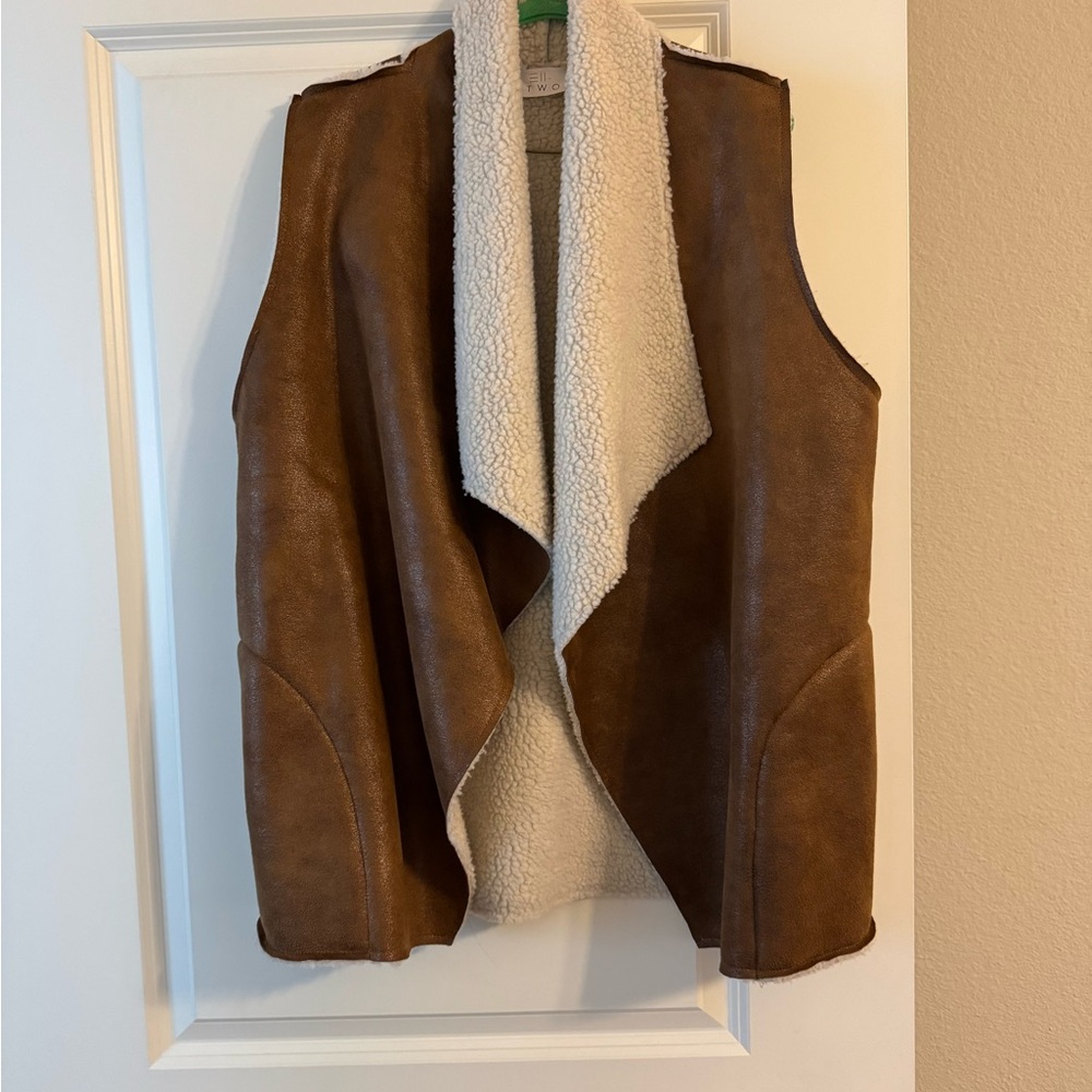 Brown Shearling like-Lined Women's Vest